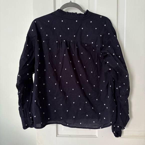 LOFT Womens Button Down Shirt in Dark Blue with White Dots - Picture 4 of 5